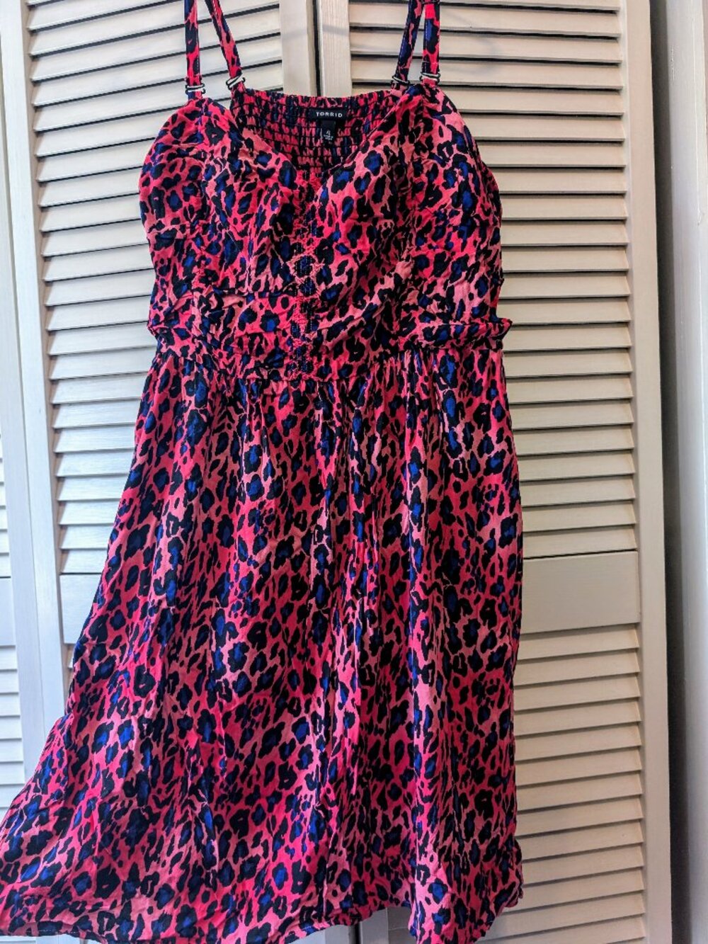 Pink & Blue Leopard Print Sleeveless Strappy Torrid Dress - Plus Size 4X